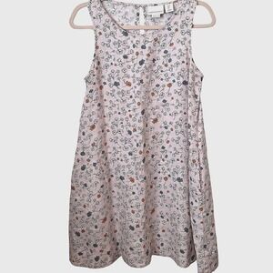 Cynthia Rowley 100% Linen Floral Dress Pink Garden Print Sleeveless A-Line
